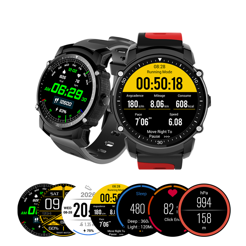 

Kingwear FS08 Transflective TFT Screen 1.26inch GPS Heart Rate Monitor Pedometer Compass Smart Watch