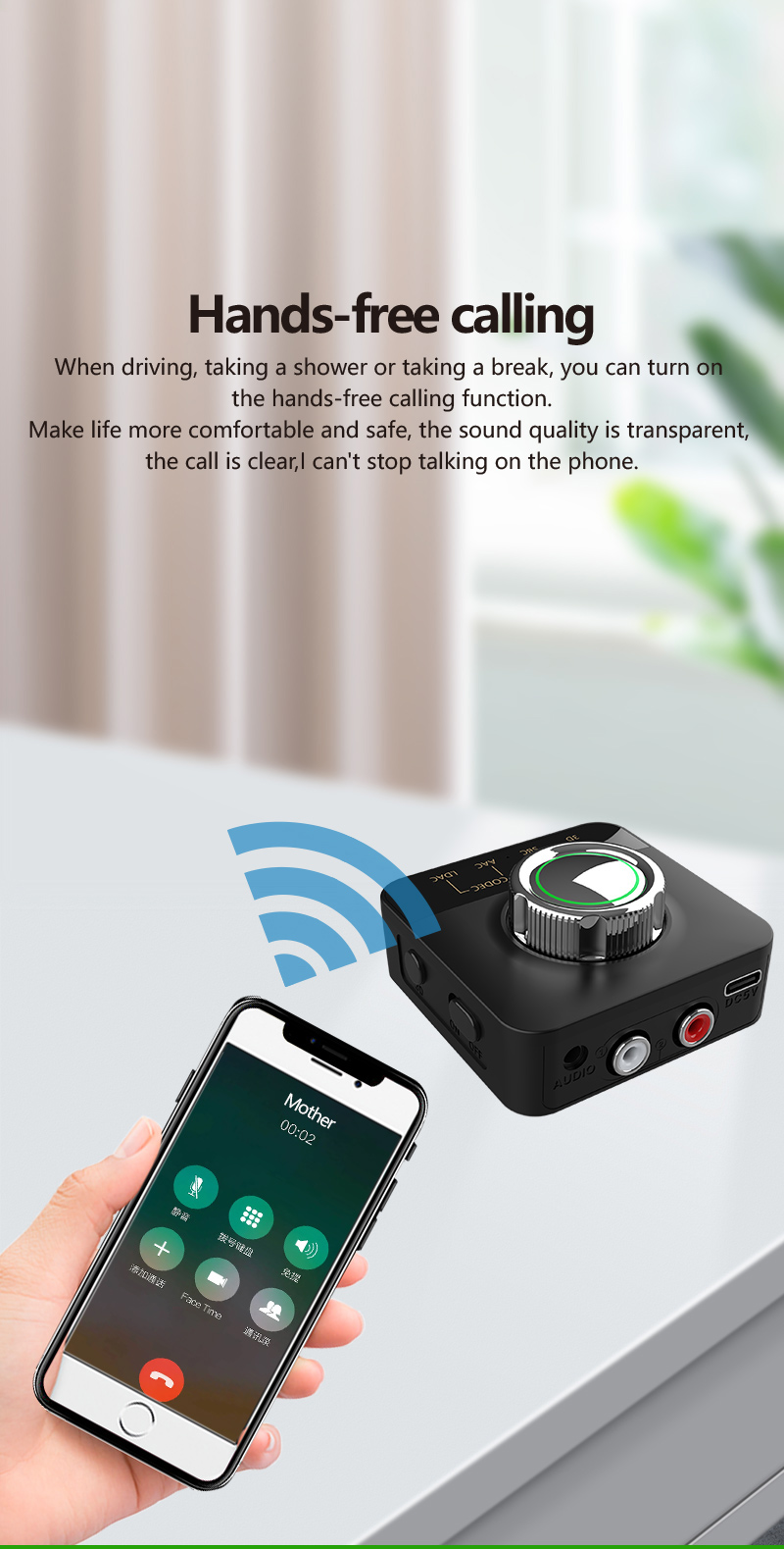 LDAC bluetooth5.0 Wireless Audio Receiver Adapter HiFi 3D Stereo AAC SBC Audio Hands-free Calls 3.5mm AUX Jack for Car Kit