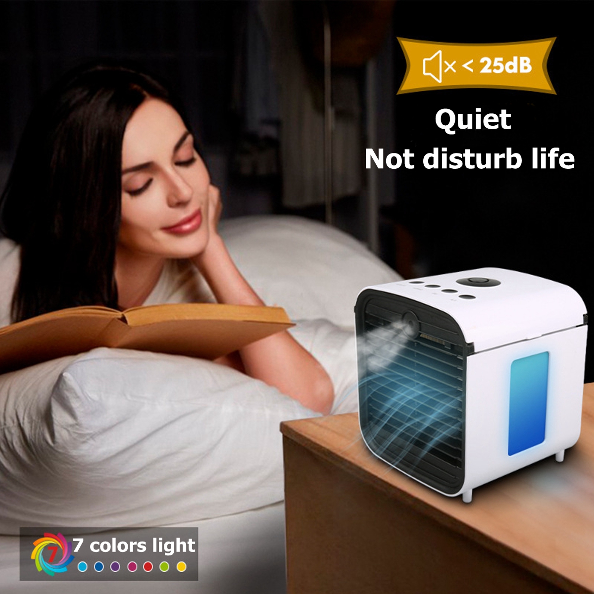 Lithum Battery Air Conditioner Fan 3 Speed Small Personal USB Air Cooler Indoor&Outdoor Use 2 Hours Mini Air Aromatherapy Desk Fan Cooling 