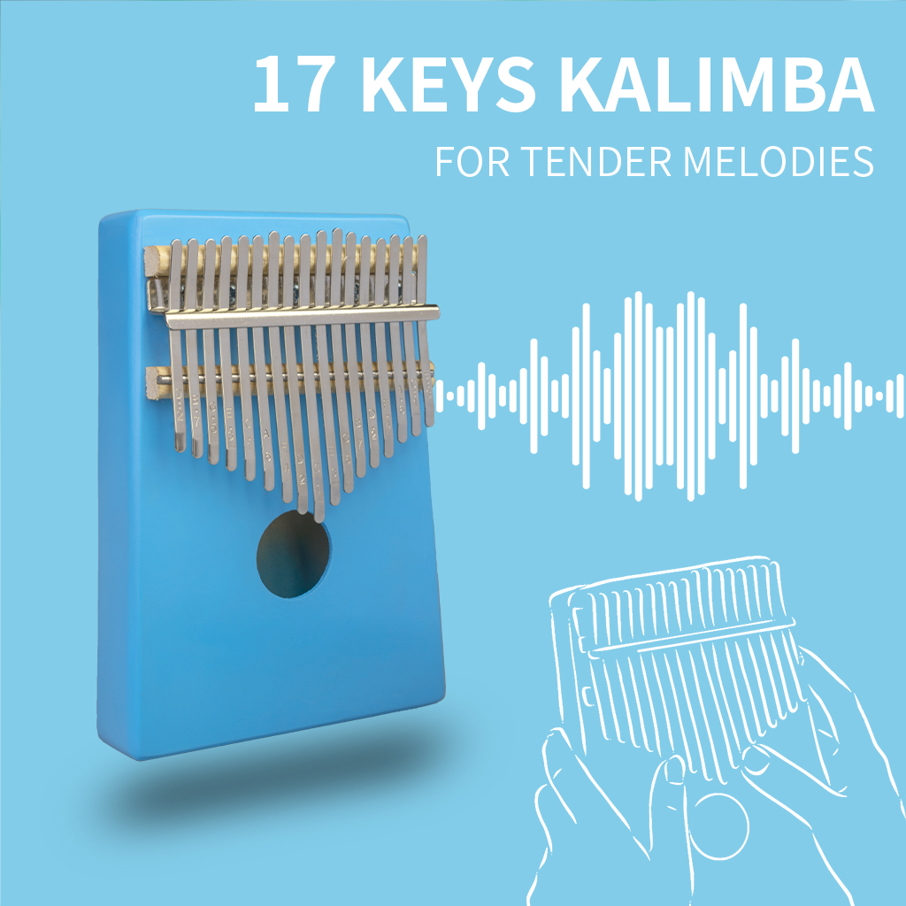 17 Keys C-Tune Thumb Piano Kalimba Portable Solid Wood Finger Piano