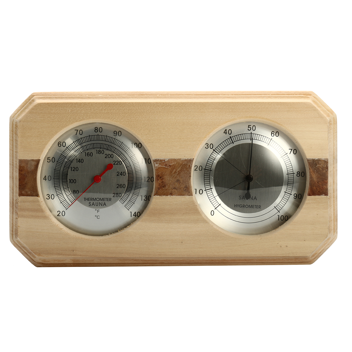 

Wooden Sauna Hygrothermograph Thermometer Hygrometer Sauna Room Accessory