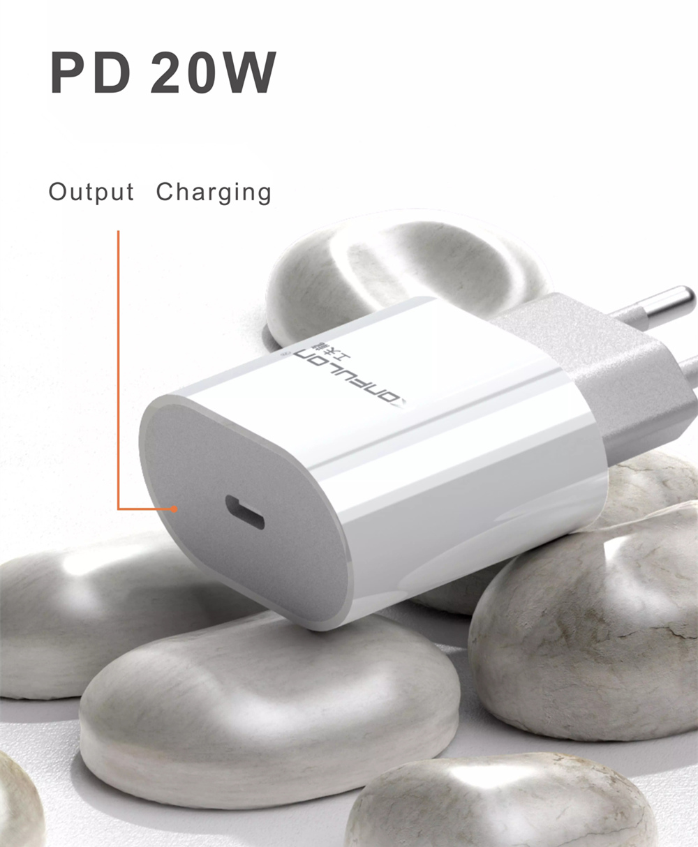 Konfulon C71 20W PD Charger Fast Charging with Type-C Charging Cable US EU Plug for iPhone 12 Pro Max for Samsung Galaxy S21 Note S20 ultra Huawei Mate40 OnePlus 8 Pro
