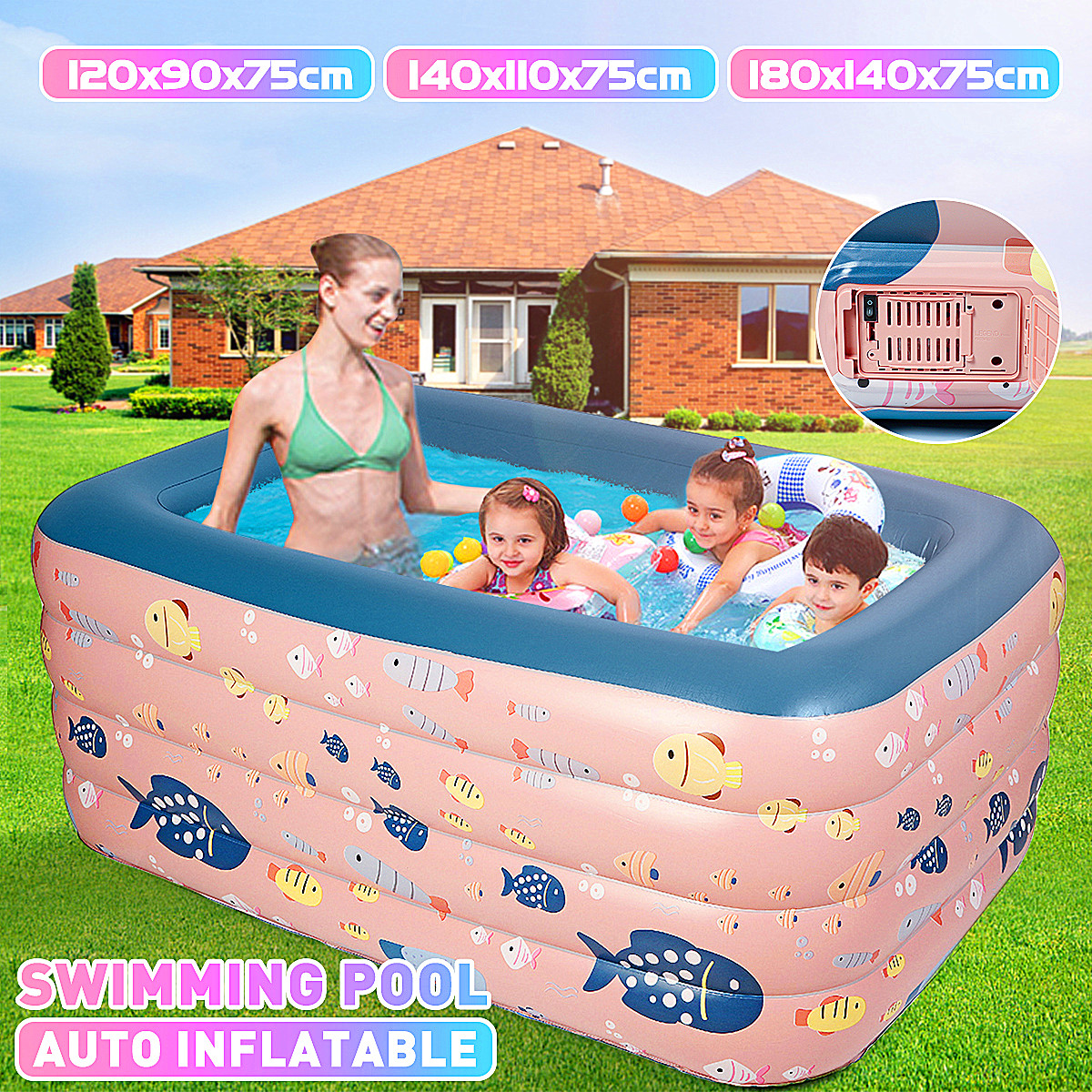 1.2M/1.4M/1.8M Inflatable Swimming Pool Adults Kids Pool Bathing Tub for Children Outdoor Indoor Swimming Pool
