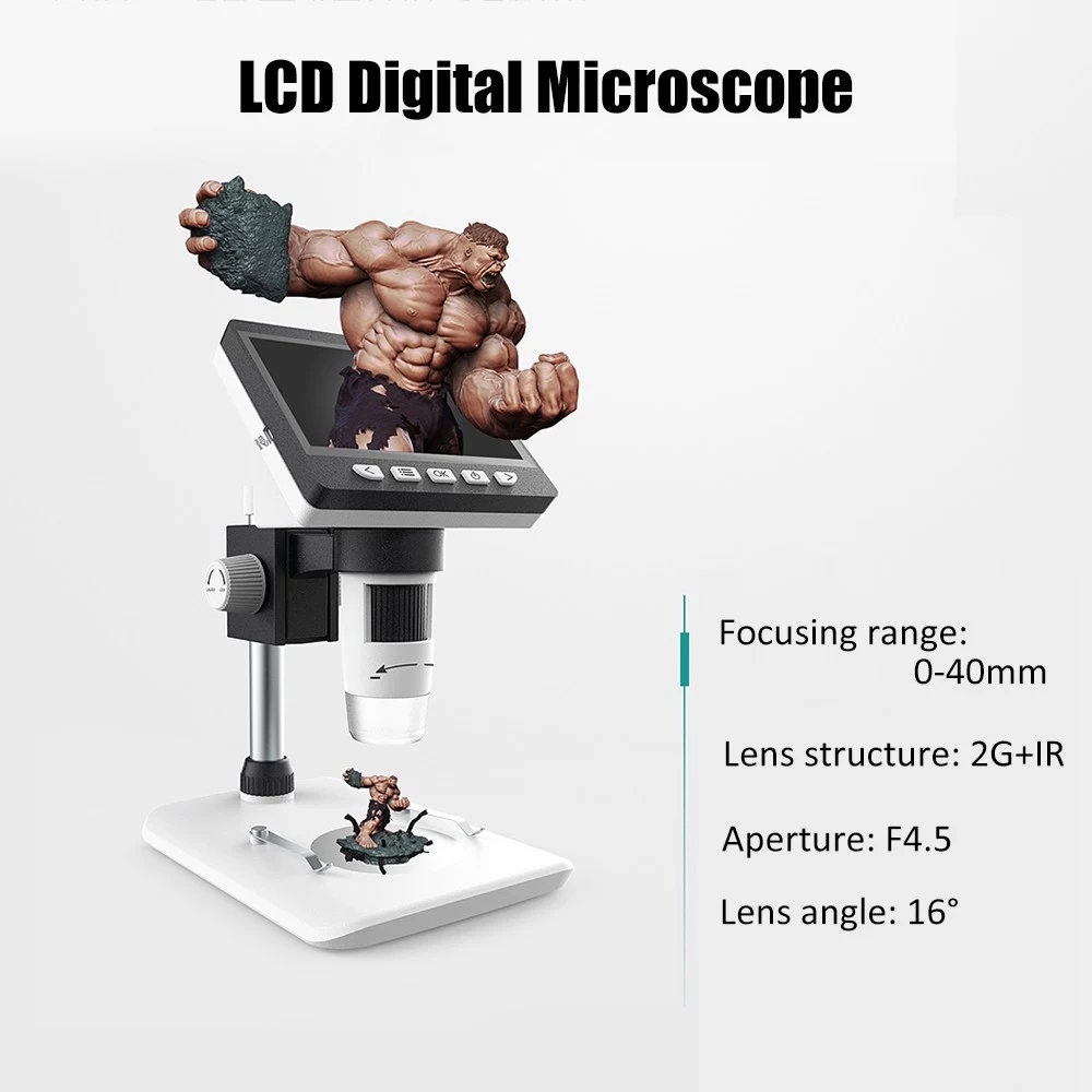 MUSTOOL G700 4.3 Inches HD 1080P Portable Desktop LCD Digital Microscope Support 10 Languages 8 Adjustable High Brightness LED With Adjustable Bracket 30