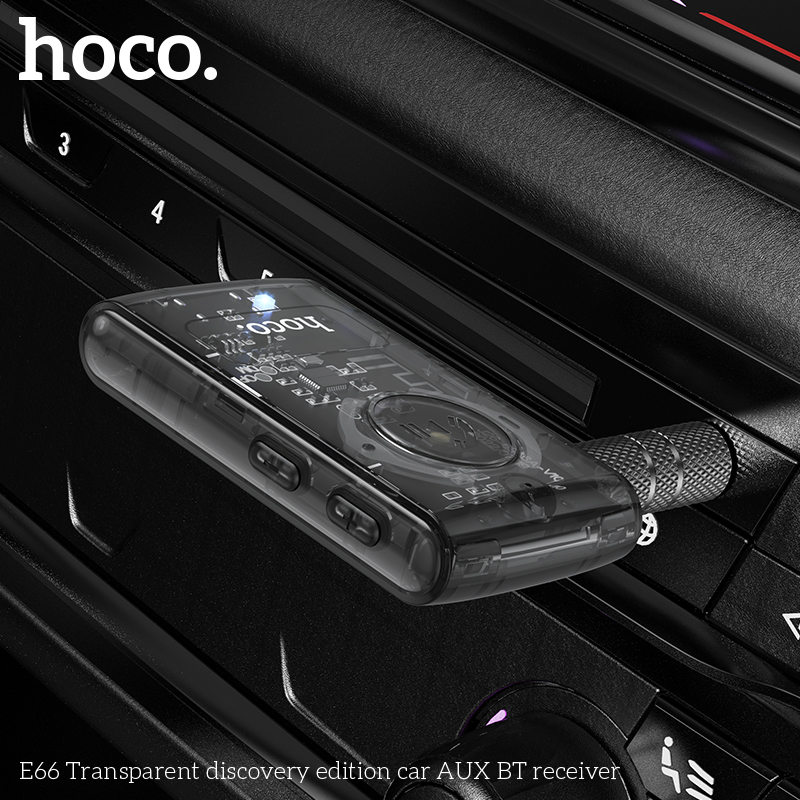 HOCO E66 Transparent Wireless bluetooth 3.5mm AUX Audio Stereo Music Home Car Receiver Adapter