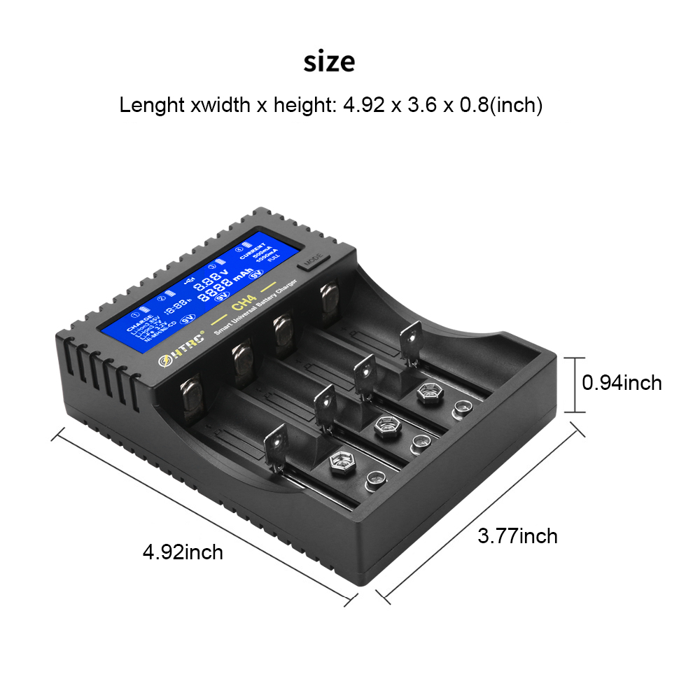 HTRC CH4 Battery Charger Li-ion Li-fe Ni-MH Ni-CD Smart Fast Charger for 18650 26650 6F22 9V AA AAA 16340 14500 Battery Charger