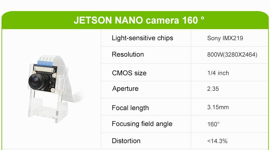 YAHBOOM® 160° View Angle Jetson HD AI Camera 800M CSI Interface IMX219 Compatible with NANO and Xavier NX