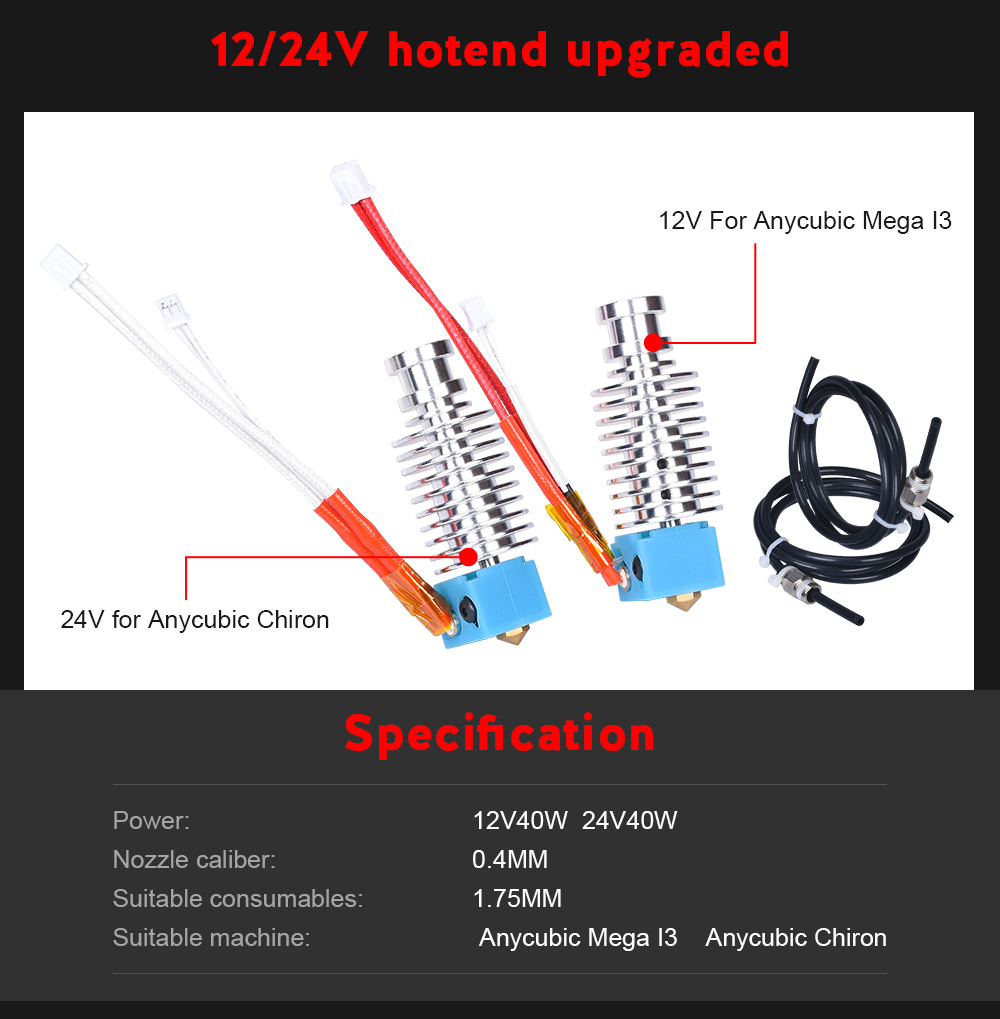BIGTREETECH® Upgrade 12V/24V Bowden Extruder V5 J-head Hotend I3 Mega Hotend All Kits 3D Printer Parts For Anycubic Mega I3/Chiron vs V6 Hotend