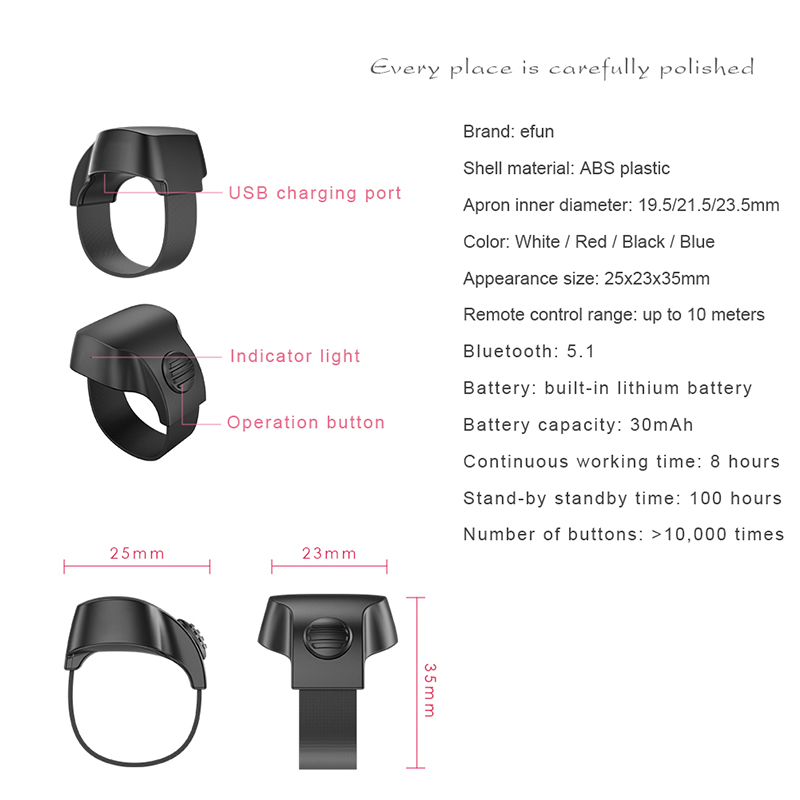 Bakeey BT5.1 Phone Camera Remote bluetooth Controller Smart Finger Ring Wearable Devices