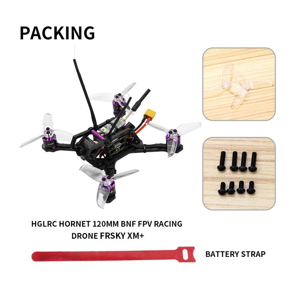 HGLRC HORNET 120mm FPV Racing Drone BNF Compatible FrSky XM+ Omnibus F4 OSD 13A Blheli_S ESC - Photo: 7