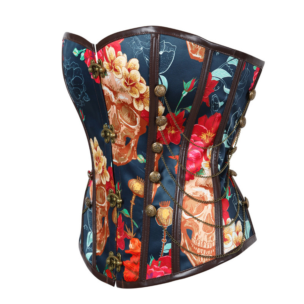 Banggood Retro Floral Steel Boned Lace Up Back Cinching Underbust Chains Corset
