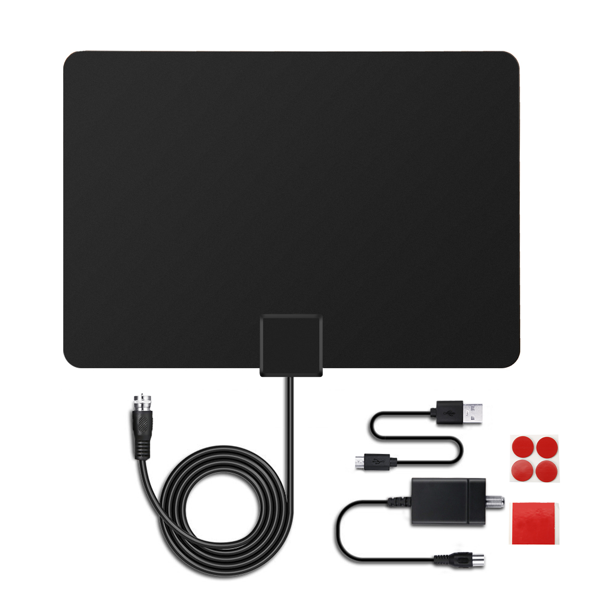 MECO TV Antenna Indoor TV Antenna Ultra-thin Amplified 50-mile digital HDTV antenna with amplifier signal amplifier and 16.5-foot cable, digital DVB-T and analog TV signals