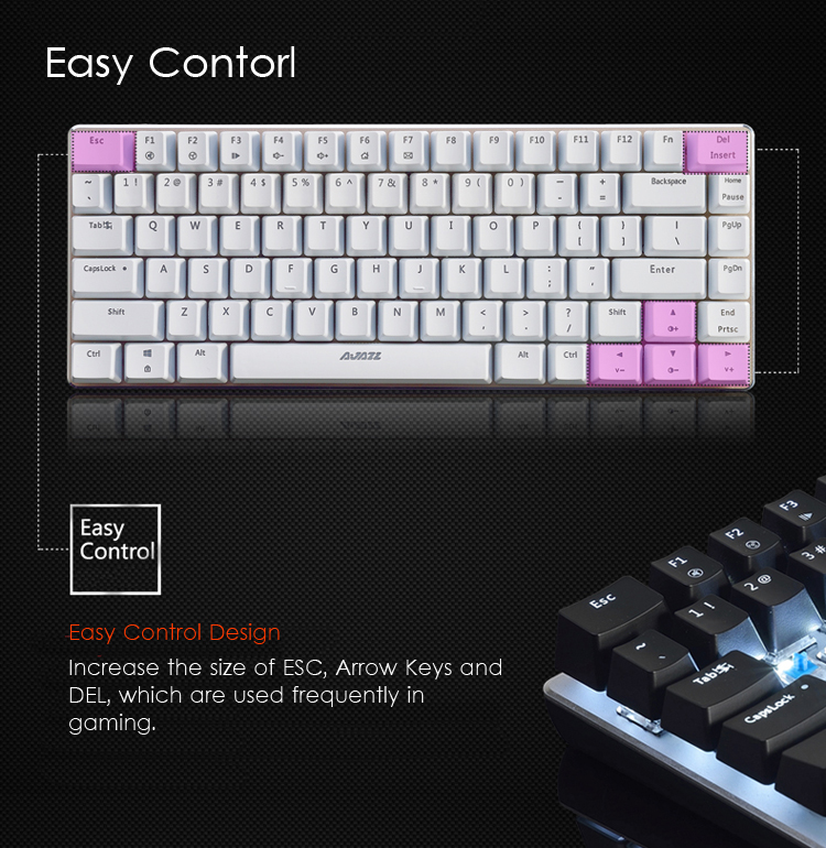 AJazz AK33 82 Keys RGB Backlit Detachable USB Wired Mechanical Gaming Keyboard 31
