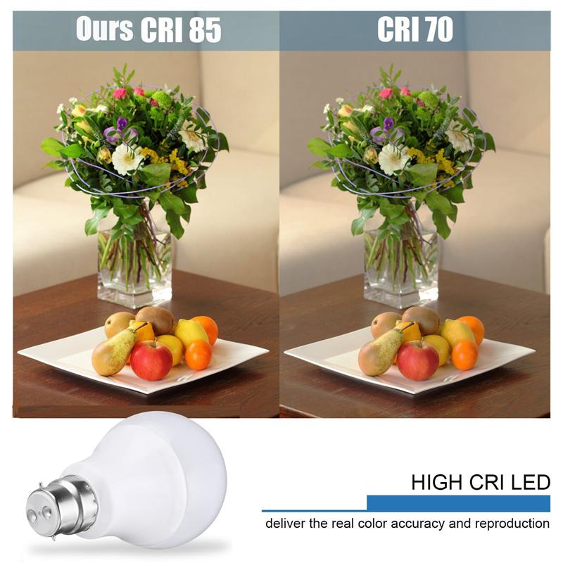 E27 B22 5W 10LEDs Warm White Pure White Light Control Bulb No Flicker Energy Saving AC85-265V 