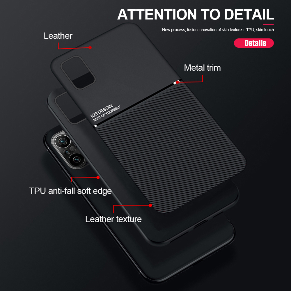Bakeey for POCO F3 Global Version Case Magnetic Leather Texture Non-Slip TPU Shockproof Protective Case Back Cover Non-Original