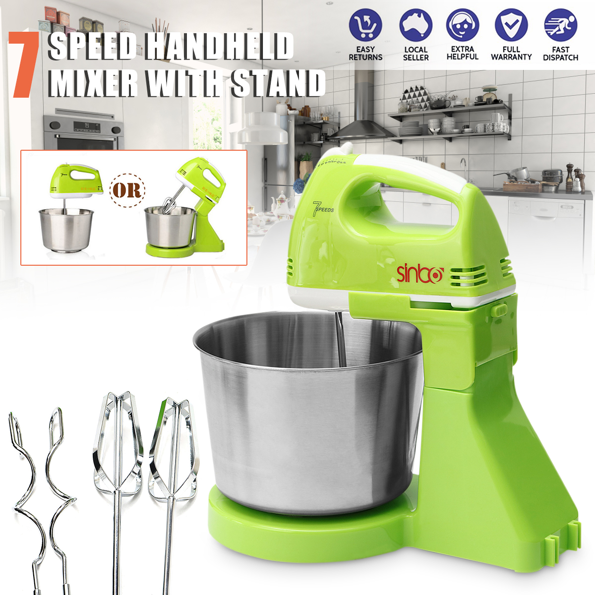 7 Speed Electric Egg Beater Dough Cakes Bread Egg Stand Mixer + Hand Blender + Bowl Food Mixer Kitchen Accessories Egg Tools 65