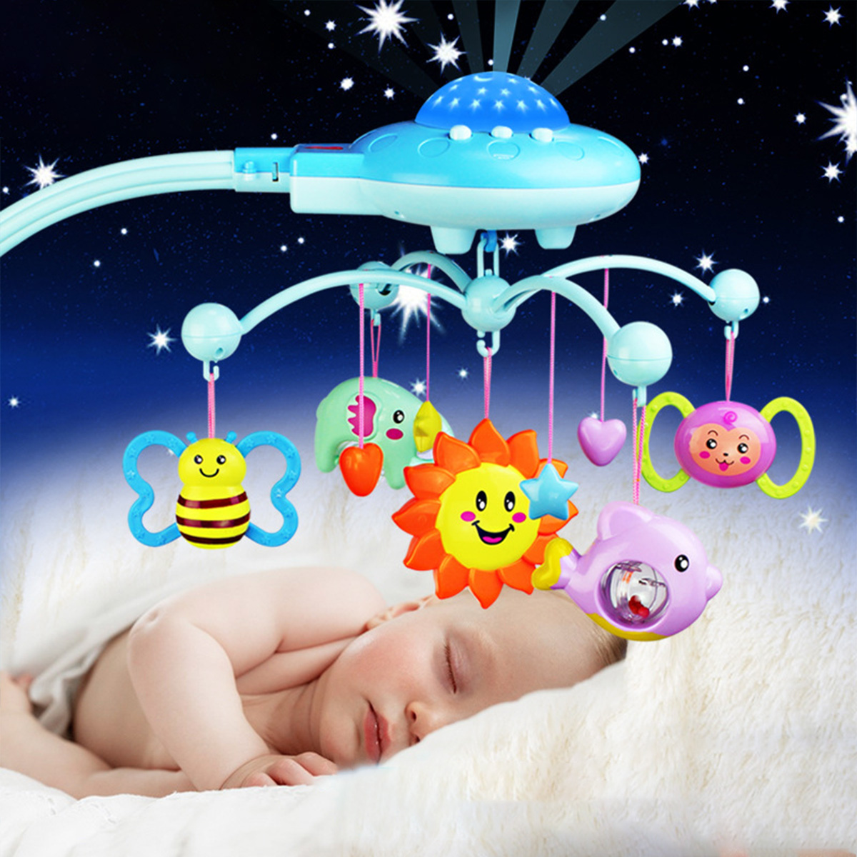 

Детская кроватка Мобильный музыкальный колокольчик с животными Rattles Проекция Мультфильм Игрушки для раннего обучения 0-12 месяцев