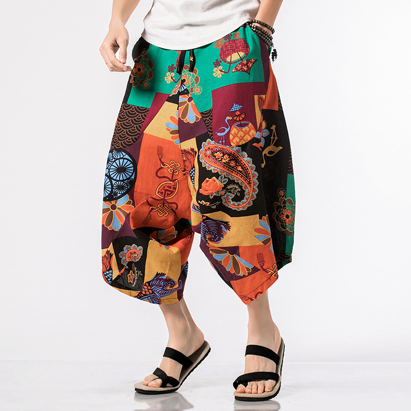 

Men's Casual Ethnic Style Printed Cotton Harem Pants
