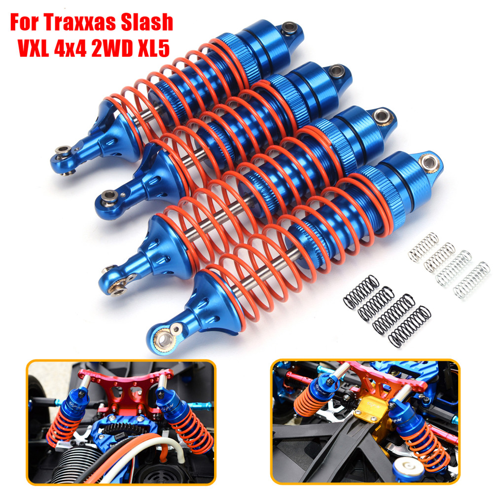 4PC Front Rear Aluminum Shock Absorber +8PC Springs For Traxxas Slash VXL 4x4 2WD XL5 Rc Car Parts - Photo: 2