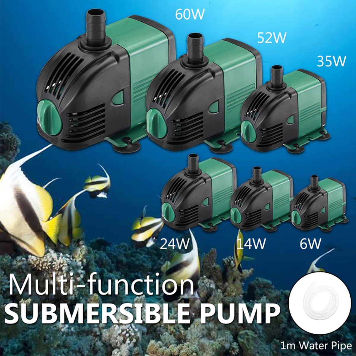 SUNSUN 6W/12W/24W/35W/52W/60W Submersible Water Pump Aquarium Fish Tank Pond Low 