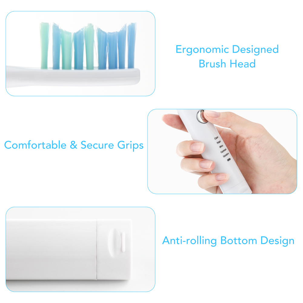 Electric Toothbrush Waterproof USB Rechargeable Tooth Brushes 5 Modes Adjustable Whitening Teeth Brush