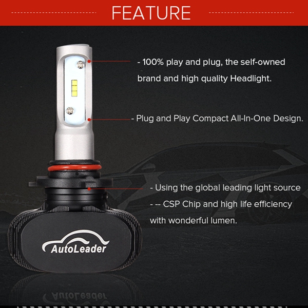 Autoleader Car LED Headlights H4/H7/9006/9005 50W 6500K 8000lm/Pair