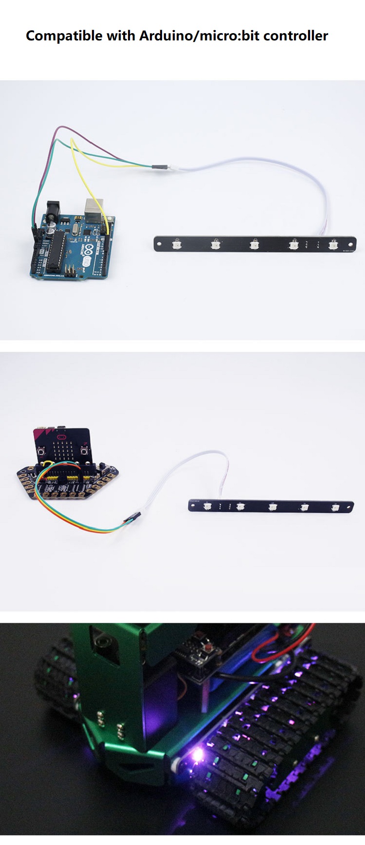 Programmable RGB Light Strip Expansion Board Colorful LED Module Supports Cascading Colorful Three-color Light Strip