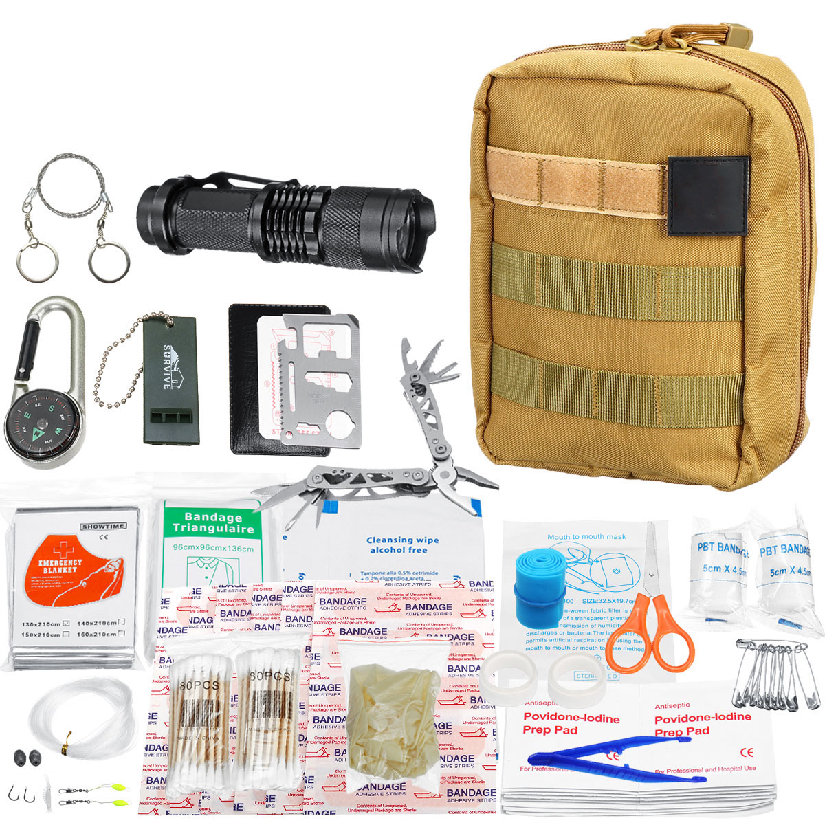 

177 In 1 First Aid Kit Outdoor Camping Hunting Portable Emergency Survival Tools Rescue Bag