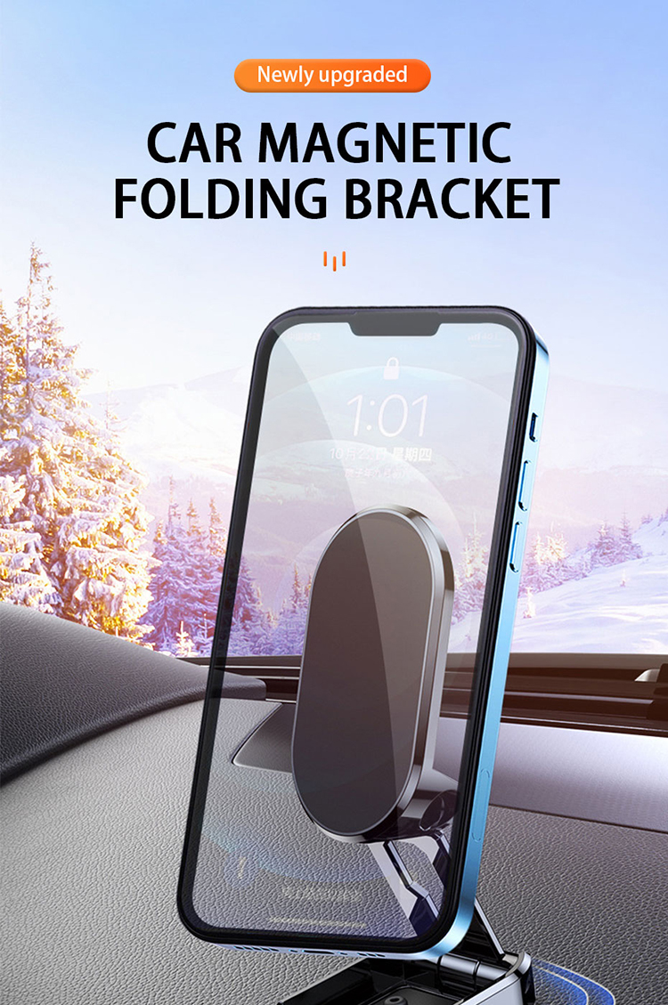 Bakeey Strong Magnetic Folding Holder Adjustable 360 Degrees Rotation Car Phone Holder for iPhone 14 for Samsung Galaxy Note S21 Ultra Huawei Mate 50 OnePlus 9 Pro