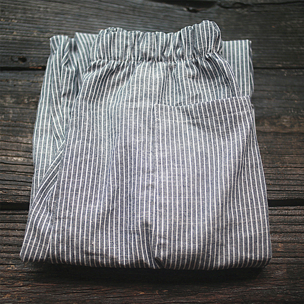 S-5XL Casual Stripe Pocket Elastic Waist Women Harem Trousers