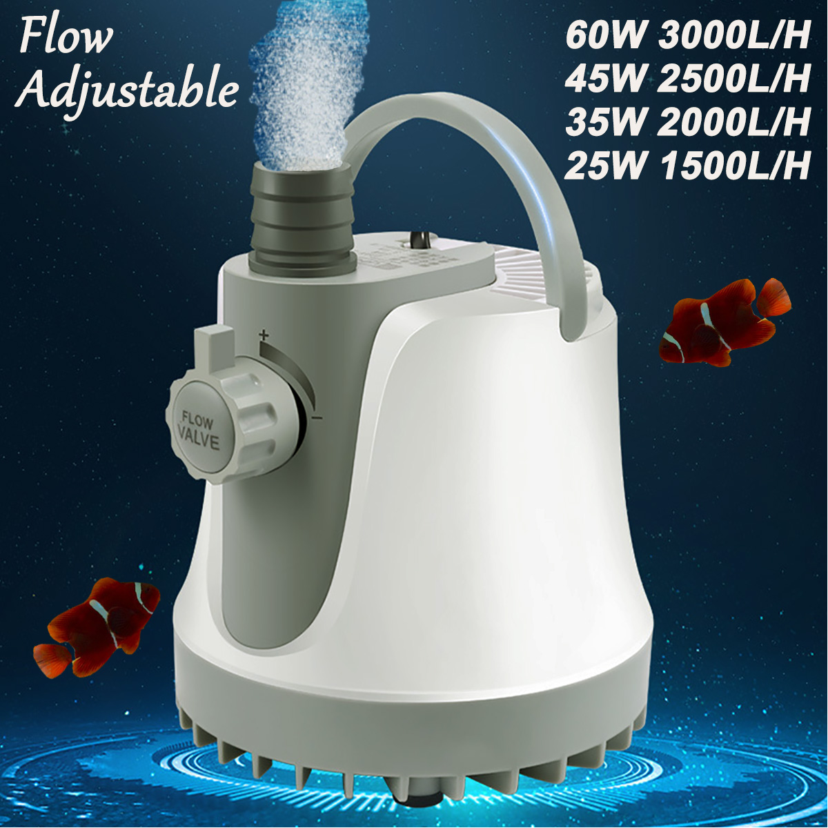 Flow Adjustable Pump Spout Submersible Water Pump for Fountains Ponds Aquarium Fish Tank 