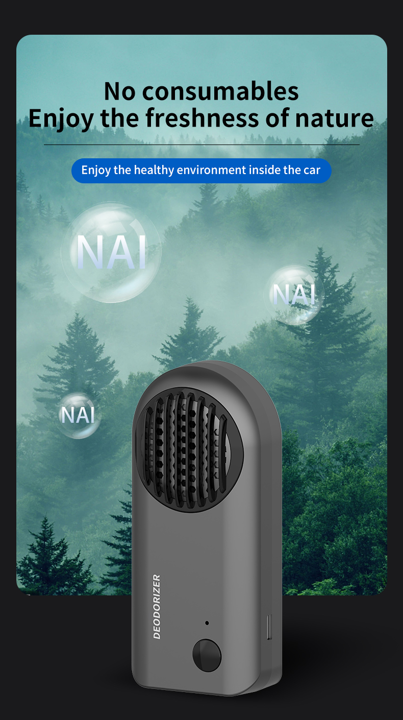 Car USB Rechargeable Portable Air Freshener Ozone Purifier Car Ozone Generator Air Purifier