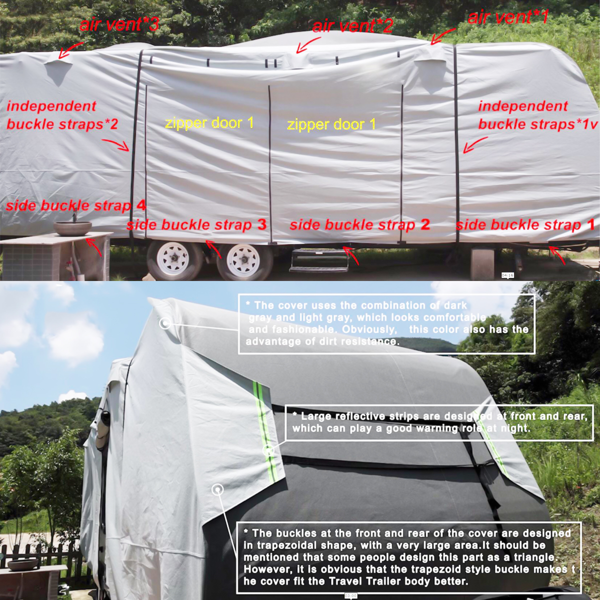 ELUTO 264''LX105''WX108''H Travel Trailer RV Cover Protector For 20' - 22' RV Camper