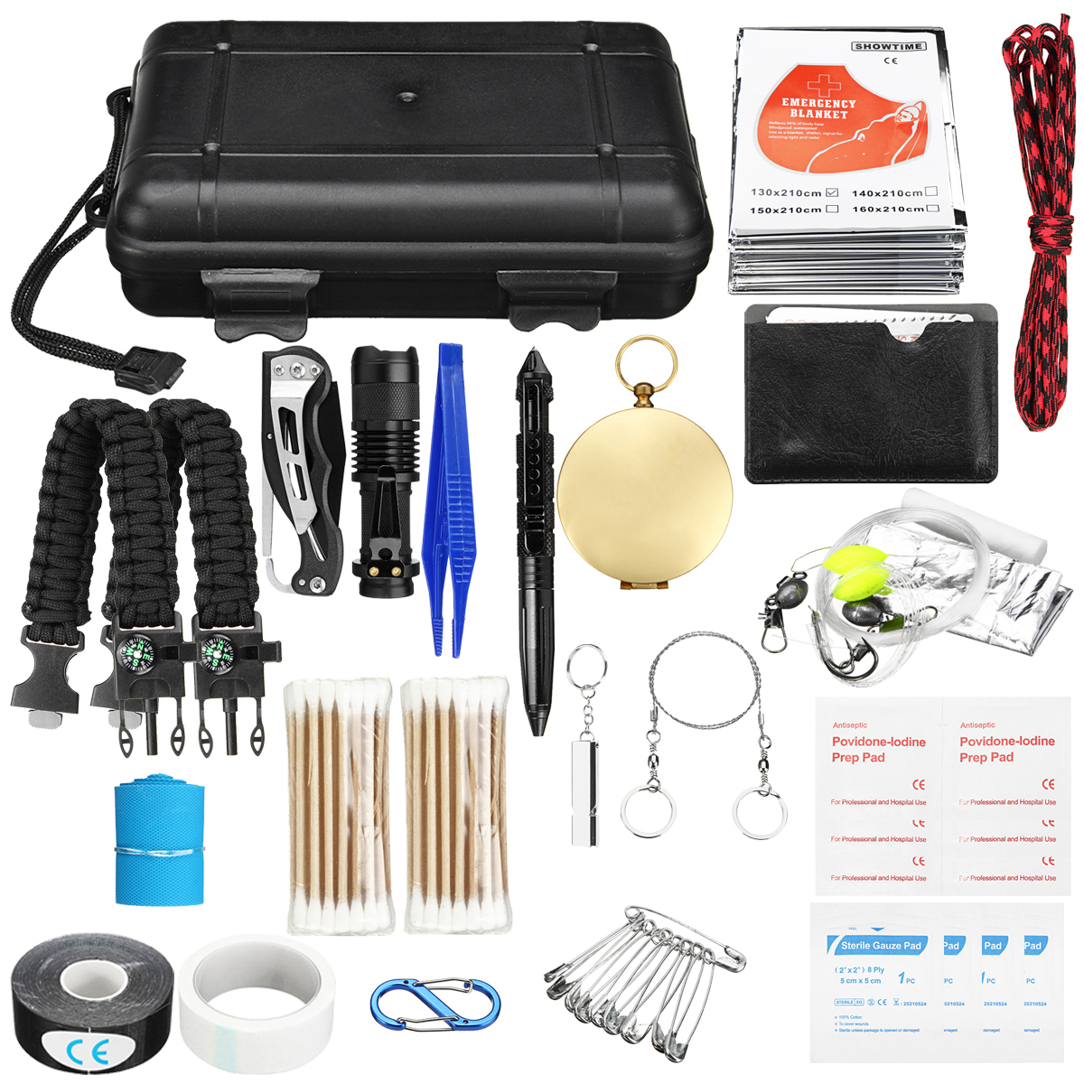 213Pcs Survival Tools Kit Emergency Survival Kit Multi-Tools First Aid Supplies Survival Gear EDC Gadget Tool Set  for Camping Hiking Hunting SOS