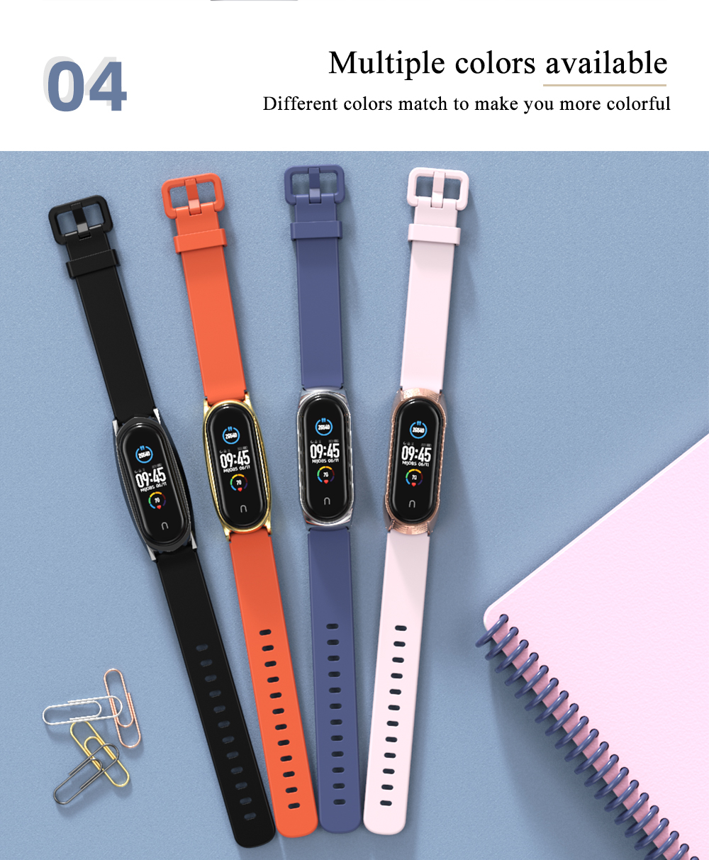 MIJOBS TPU Silicone Replacement Watch Strap Metal Case Cover for Xiaomi Mi Band 5