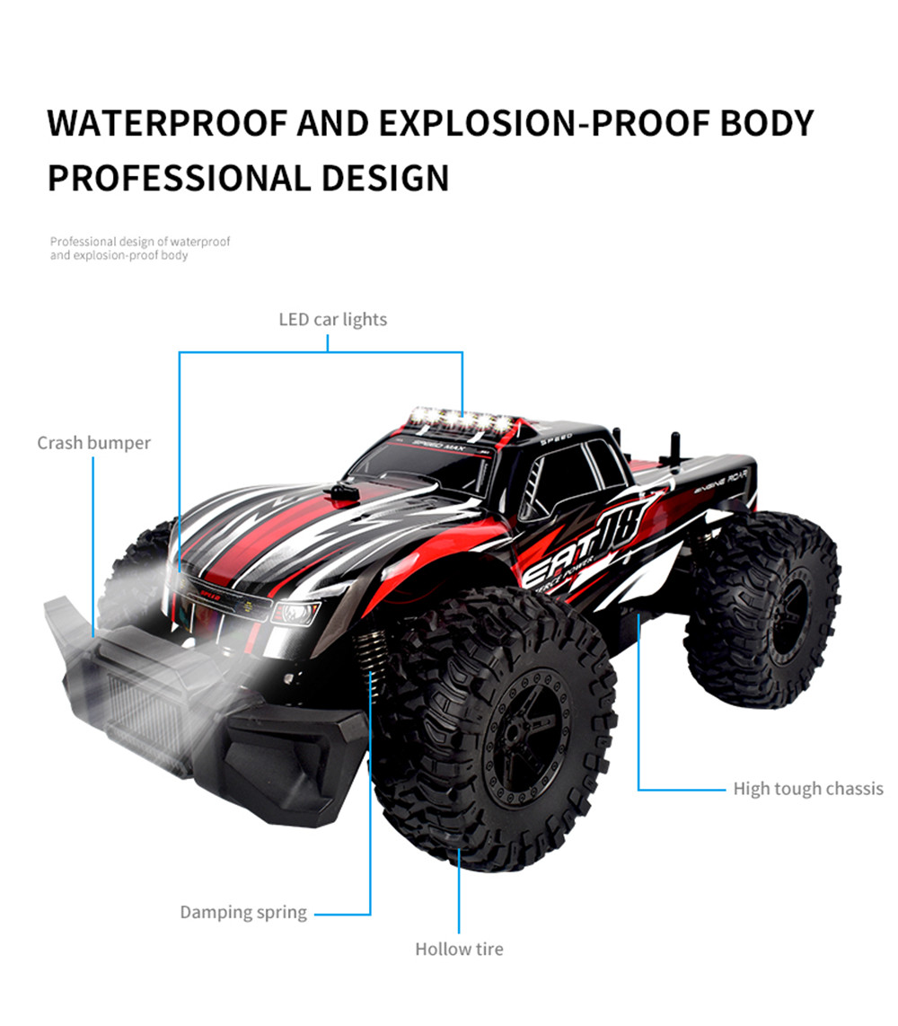 Eachine EAT08 RTR with 2/3 Battery 1/14 2.4G 2WD RC Car Front LED Light Off-Road Vehicles Model Kids Children Toys - Photo: 13