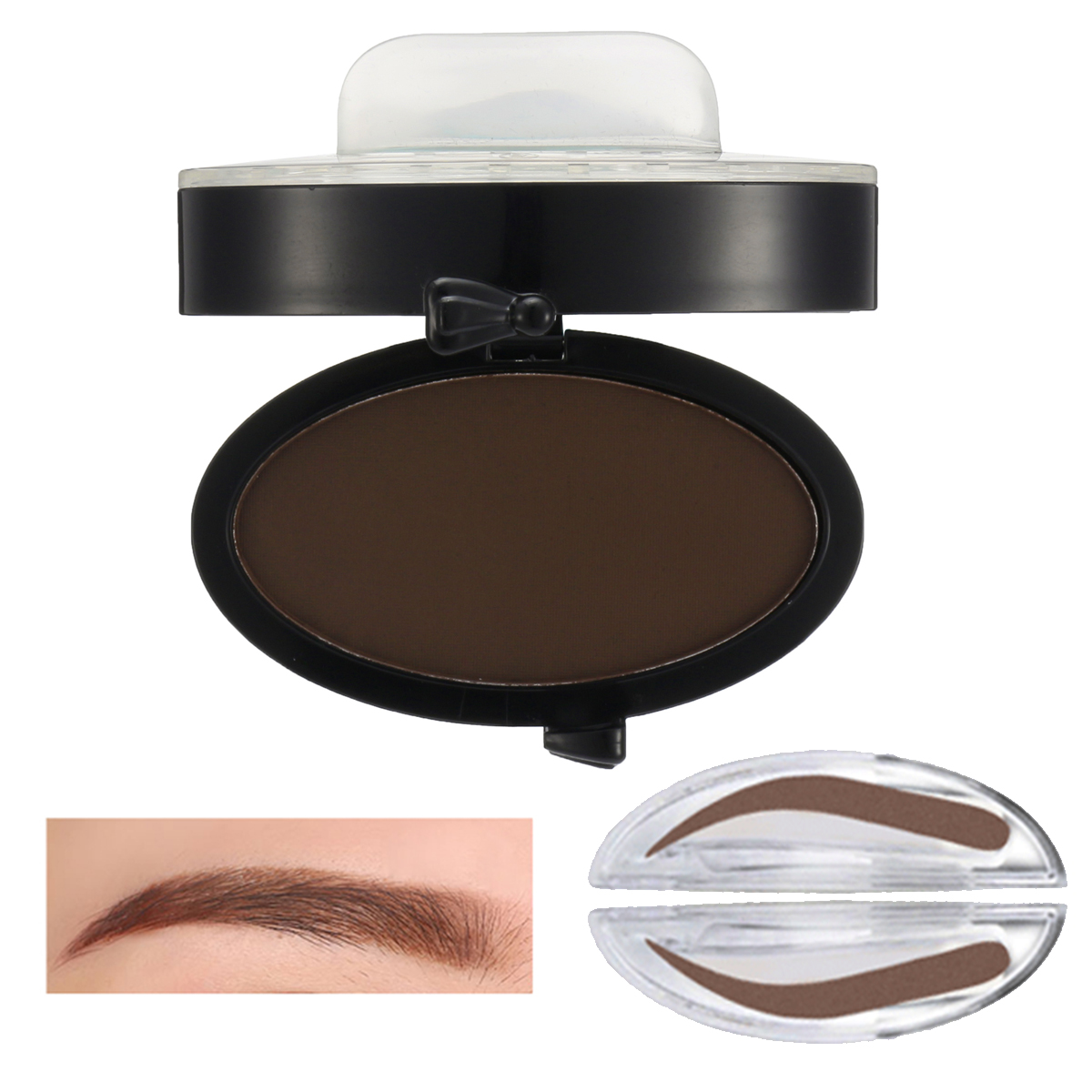 Brow Stamp Powder Grey Brown Makeup Eyebrow Gel Seal Waterproof Eyes Cosmetic Black Head Brush Tools
