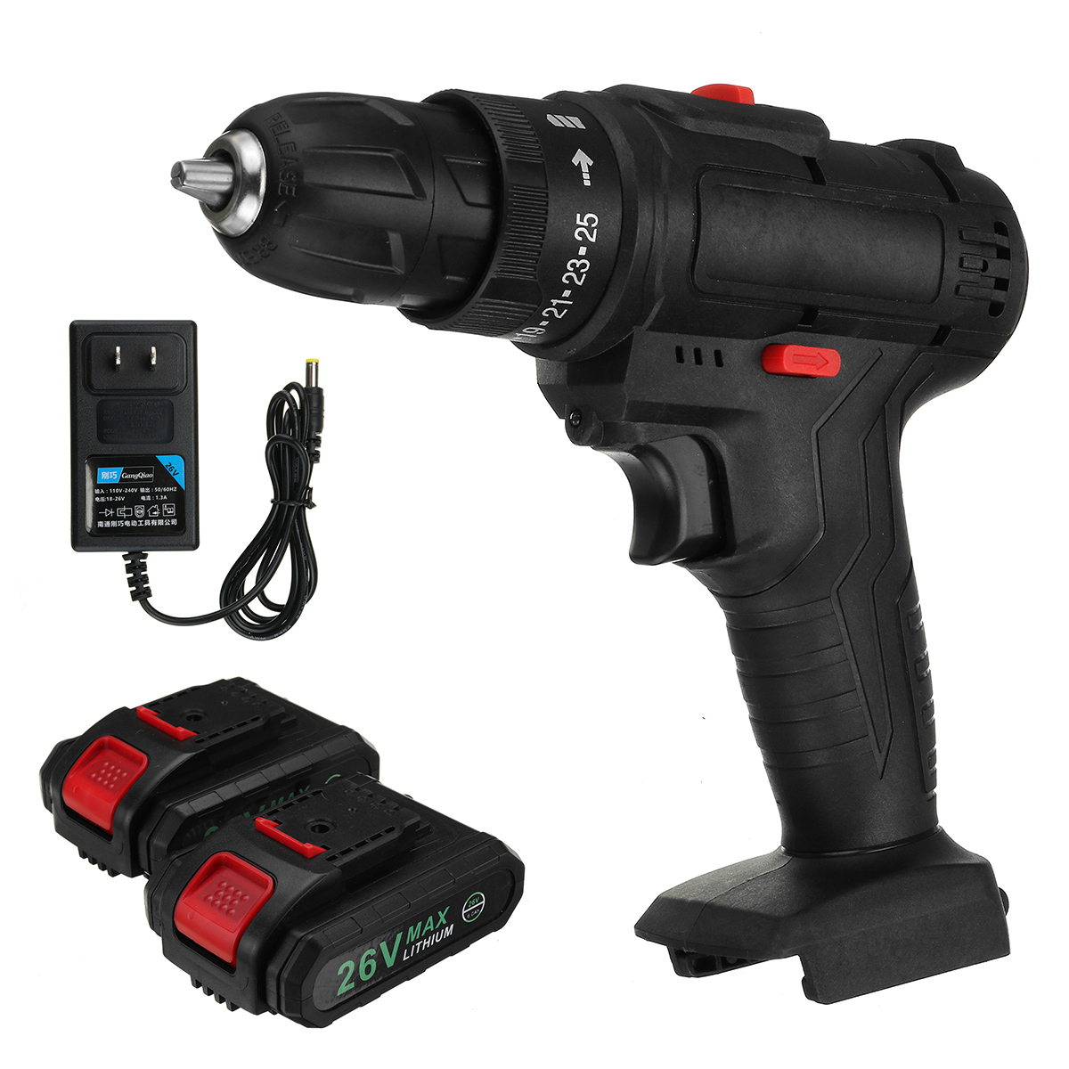 48V 1500W Electric Drill 28N.m Max Torque LED Light Screwdriver Power W/ 1/2pc Battery