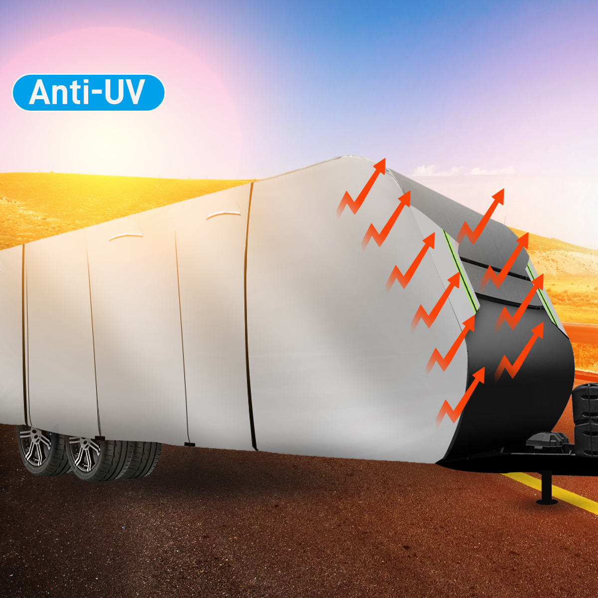 ELUTO 4 Layers Travel Trailer RV Covers Waterproof Anti-UV For 16'-18' RV Camper