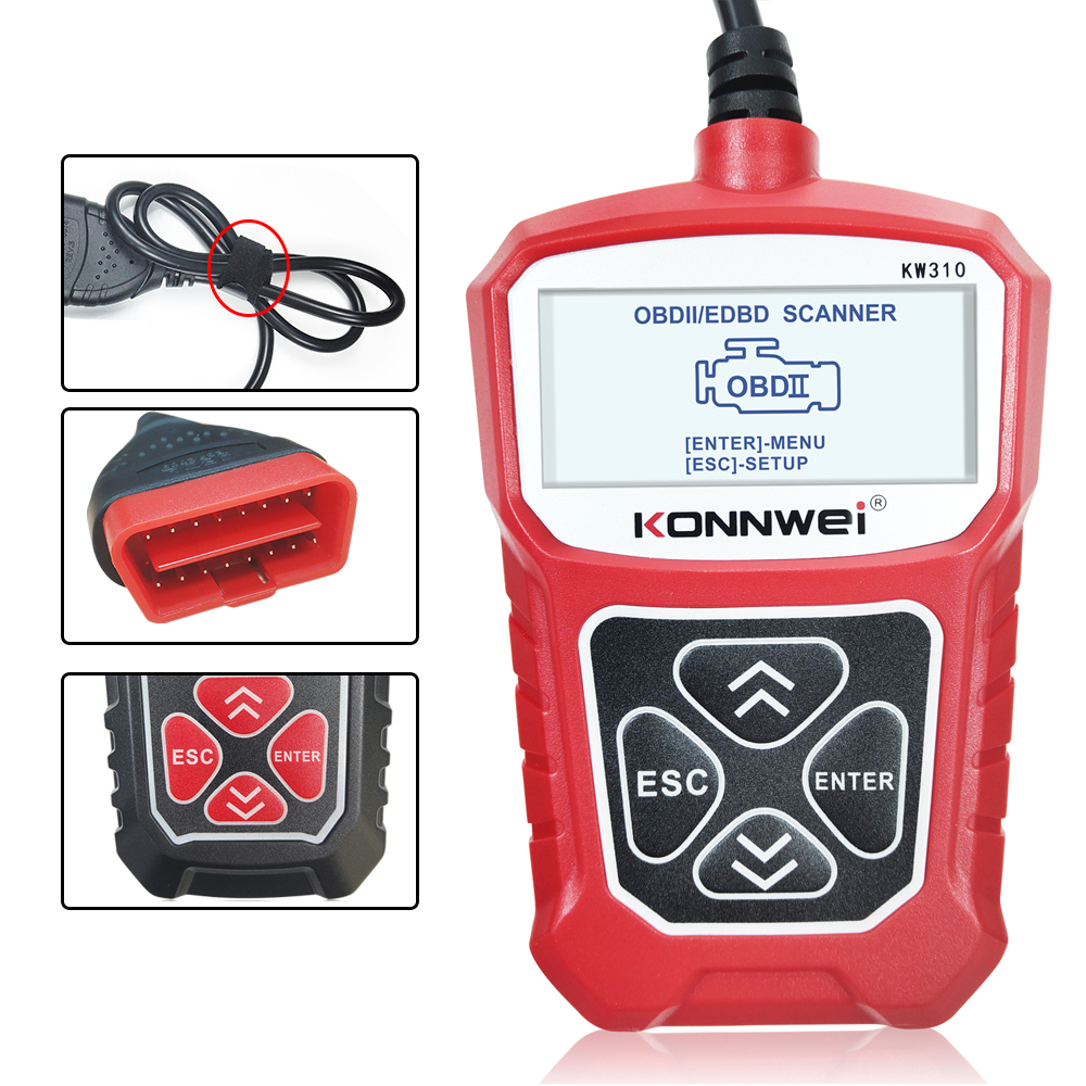 KONNWEI KW310 OBD2 Car Diagnostic Scanner EOBD Scan Tool DTC Engine Code Reader Voltage Test Built-in Speaker
