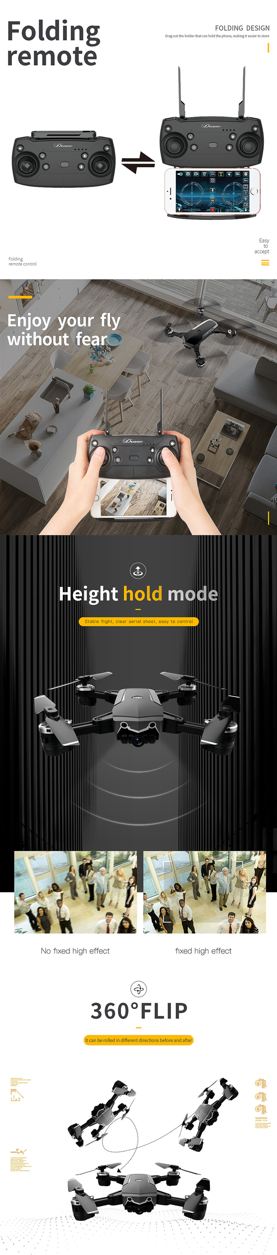 JDRC JD-20S JD20S WiFi FPV Foldable Drone 2MP HD Camera With 18mins Flight Time RC Quadcopter RTF - Photo: 3