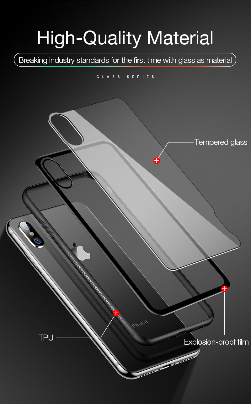 Bakeey Protective Case for iPhone XS 2018 Clear Tempered Glass Back Cover TPU Frame