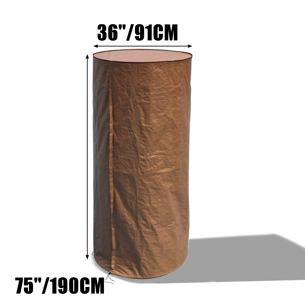 Cylidrical Cover Patio Gas Heater Polyethylene Zipper Protector Waterproof 90x190cm