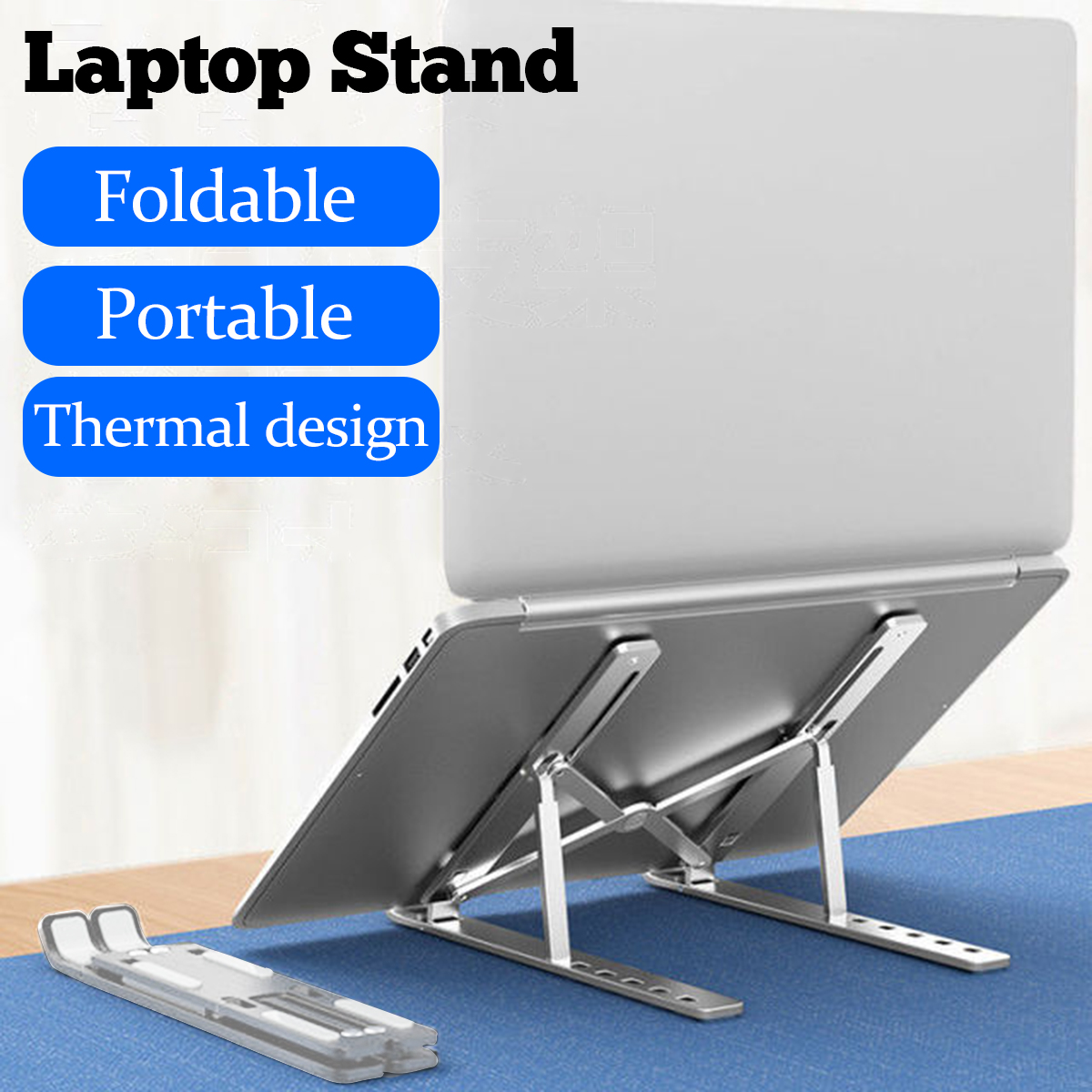 Folding Laptop Stand Computer Rack Cooling Pad Portable Support Base Desktop Lifting Radiator for Notebook Below 17''
