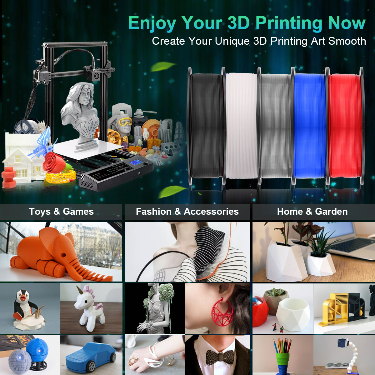 SUNLU 1KG PLA 1.75MM Filament Gold/Silver High Strength filament for 3D Printer