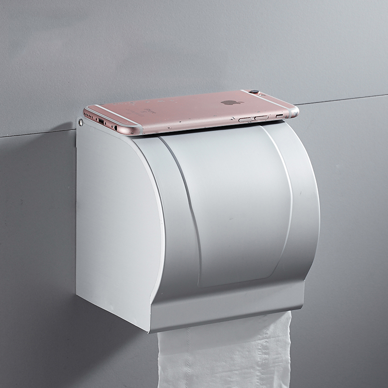 

Honana Space Aluminum Postbox Type Toilet Paper Holder Case with Cover Roll Dispenser Bathroom Waterproof Tissue Box Roll Tissue Holder