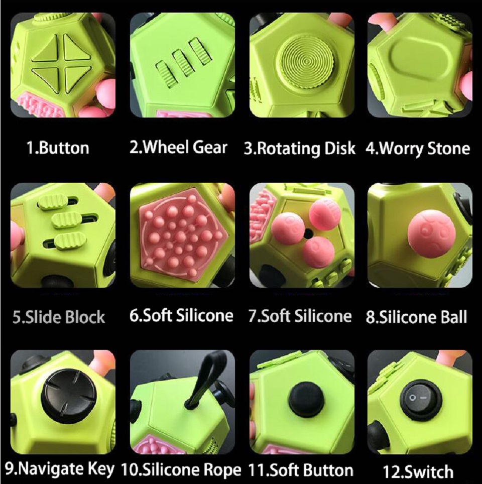 Stress Relieve Dice 12 Sided Creative Puzzle Toy Anti-anxiety Anti Stress Cube Toy Anxiety Relief Depression Adult Kids Toy