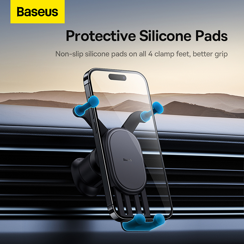 Baseus Gravity Car Phone Holder Air Vent Clip Bracket Y-shaped Gravitational Structure Silicone Pad Mount Stand with Tail Hook for iPhone14 Pro Max for Huawei P50 for Samsung Galaxy Note 20 Ultra for Xiaomi Mi12