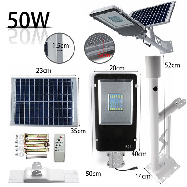 50W 96LED 1000LM Solar Powered Light Sensor Street Light with Rmote Control Waterproof Outdoor Light