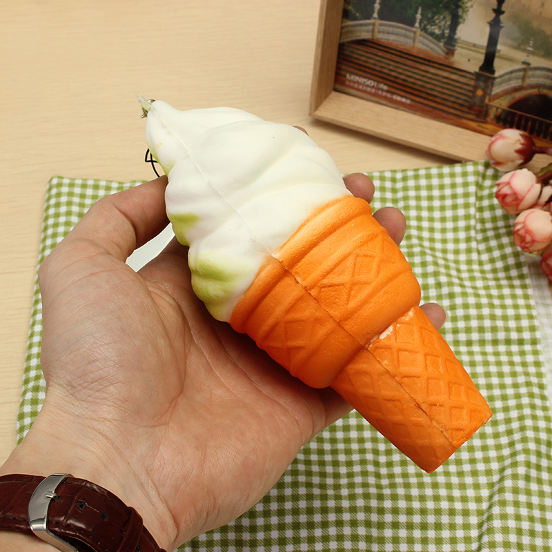 Squishy Jumbo Ice Cream Cone 17cm Slow Rising Soft Collection Decor Gift Phone Bag Strap